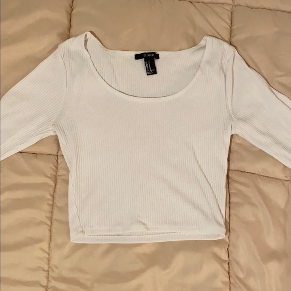 White Ribbed Crop Top